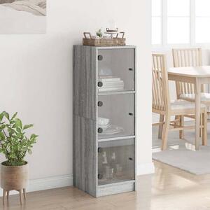 Avila Wooden Highboard With 3 Glass Doors In Grey Sonoma Oak