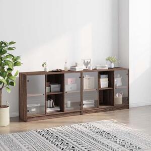 Avila Wooden Bookcase With 4 Doors In Brown Oak