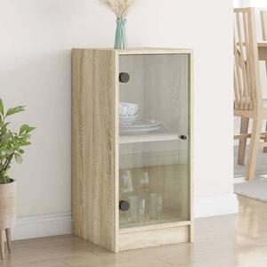 Avila Wooden Side Cabinet With 1 Glass Door In Sonoma Oak