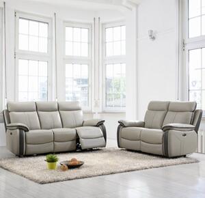 Caguas Electric Leather 3+2 Sofa Set In Dual Tone Light Grey