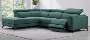 Cannes Electric Recliner Fabric Corner Sofa Right Hand In Green