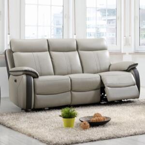 Caguas Electric Leather 3 Seater Sofa In Dual Tone Light Grey