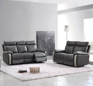 Caguas Electric Leather 3+2 Sofa Set In Dual Tone Dark Grey