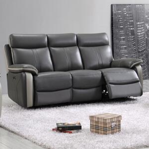 Caguas Electric Leather 3 Seater Sofa In Dual Tone Dark Grey