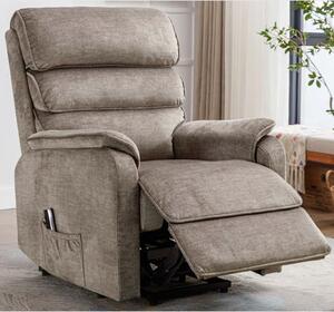 Sanur Electric Fabric Lift And Tilt Recliner Armchair In Taupe