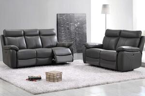 Caguas Electric Leather Recliner 3+2 Sofa Set In Dark Grey