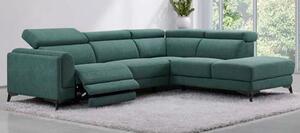 Cannes Electric Recliner Fabric Corner Sofa Left Hand In Green