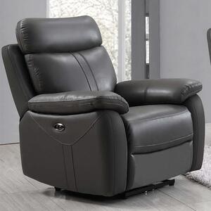 Caguas Electric Leather Recliner 1 Seater Sofa In Dark Grey