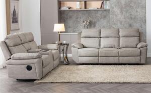 Hanford Electric Fabric Recliner 3+2 Sofa Set In Silver Grey