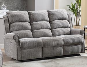 Warth Electric Fabric Recliner 3 Seater Sofa In Latte