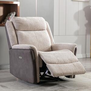 Ternate Electric Fabric Recliner 1 Seater Sofa In Fusion Beige