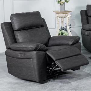 Hanford Electric Fabric Recliner 1 Seater Sofa In Dark Grey