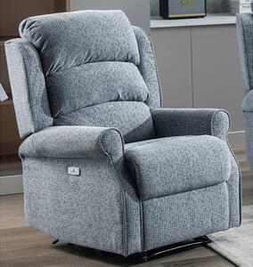 Warth Electric Fabric Recliner 1 Seater Sofa In Steel Blue