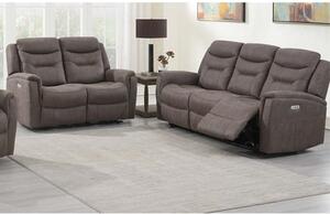 Hasselt Electric Fabric Recliner 3+2 Sofa Set In Brown