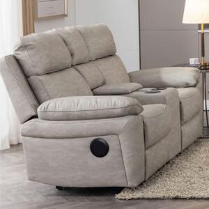 Hanford Electric Fabric Recliner 2 Seater Sofa In Silver Grey