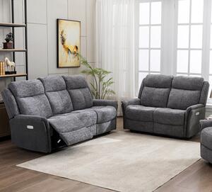 Ternate Electric Fabric Recliner 3+2 Sofa Set In Fusion Grey