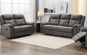 Budva Manual Recliner Fabric 3+2 Sofa Set In Dark Grey