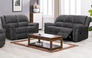 Girona Manual Recliner Fabric 3+2 Sofa Set In Dark Grey