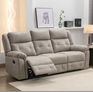 Budva Manual Recliner Fabric 3 Seater Sofa In Light Grey