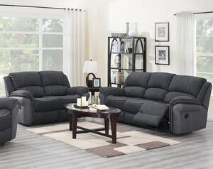 Kiel Manual Recliner Fabric 3+2 Sofa Set In Fusion Charcoal