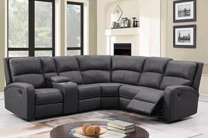 Seoul Manual Recliner Fabric Corner Sofa In Grey