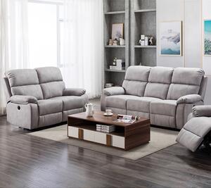 Sault Electric Recliner Fabric 3+2 Sofa Set In Light Grey