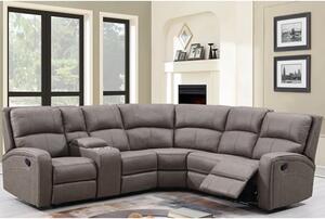 Seoul Manual Recliner Fabric Corner Sofa In Taupe