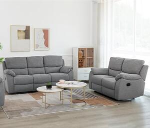 Narva Manual Recliner Fabric 3+2 Sofa Set In Grey