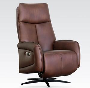 Prato Leather Swivel Recliner Armchair In Dark Brown