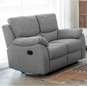 Narva Manual Recliner Fabric 2 Seater Sofa In Grey