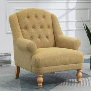 Cusco Fabric Bedroom Chair In Sand With Oak Legs