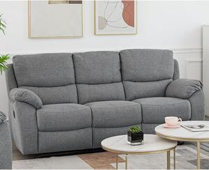 Narva Manual Recliner Fabric 3 Seater Sofa In Grey