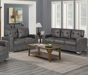 Hobart Fabric 3+2 Sofa Set In Dark Grey