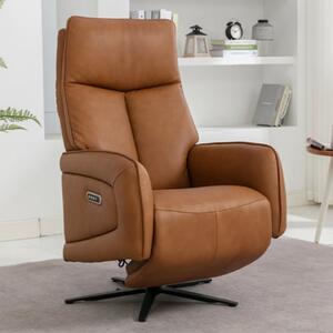 Prato Leather Swivel Recliner Armchair In Camel