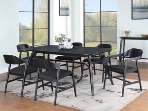 Cairo Wooden Dining Table Large With 6 Chairs In Black