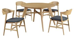 Cairo Wooden Dining Table Round With 4 Chairs In Natural Oak