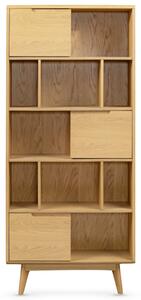 Cairo Wooden Double Bookcase In Natural Oak