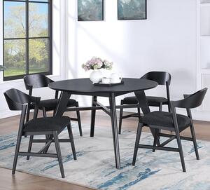 Cairo Wooden Dining Table Round With 4 Chairs In Black