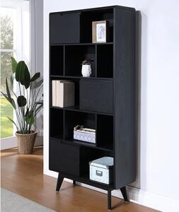 Cairo Wooden Double Bookcase In Black