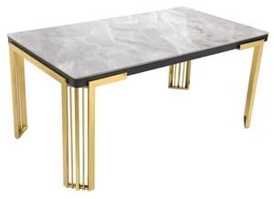 Davos Sintered Stone Dining Table In Grey With Gold Frame