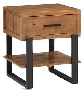 Pierre Pine Wood End Table With 1 Drawer In Rustic Oak