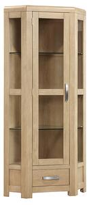 Tyler Wooden High Display Cabinet Corner In Washed Oak