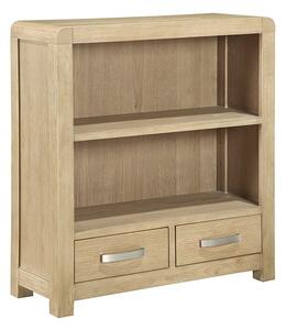 Tyler Wooden Low Bookcase With 2 Drawers In Washed Oak