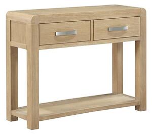 Tyler Wooden Console Table With 2 Drawers In Washed Oak