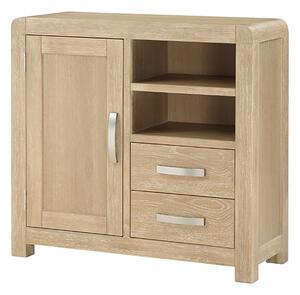 Tyler Wooden Media Storage Cabinet With 1 Door In Washed Oak