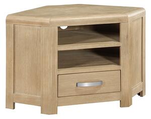 Tyler Wooden TV Stand Corner 1 Drawer In Washed Oak