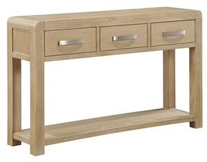 Tyler Wooden Console Table With 3 Drawers In Washed Oak