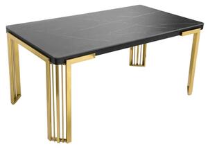 Davos Black Sintered Stone Dining Table With Gold Frame
