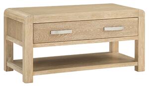 Tyler Wooden Coffee Table With 1 Drawer In Washed Oak