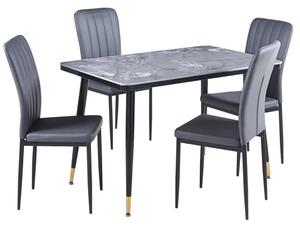 Sion Sintered Stone Dining Table In Grey 4 Lucca Grey Chairs